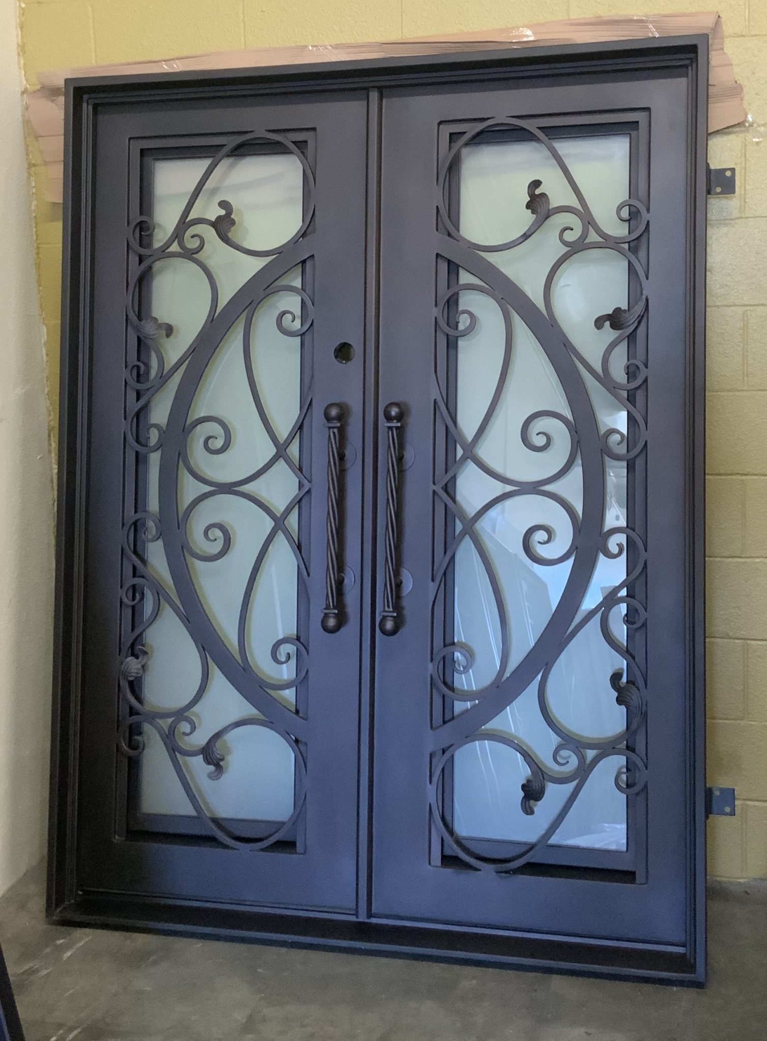 custom iron double door 61x81, left hand inswing, with custum handles ...